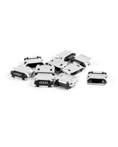 uxcell 10 Pcs USB Standard Micro Type B Female Port 5 Pin, Metal Solder Plug Connector Angle Dip Jack Repair Replacement Parts for SMT Socket Smarthone Accessories