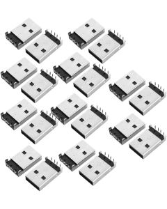 uxcell 20 Pcs USB Male Type A Port Right Angle 4 Pin DIP Jack Socket Connector